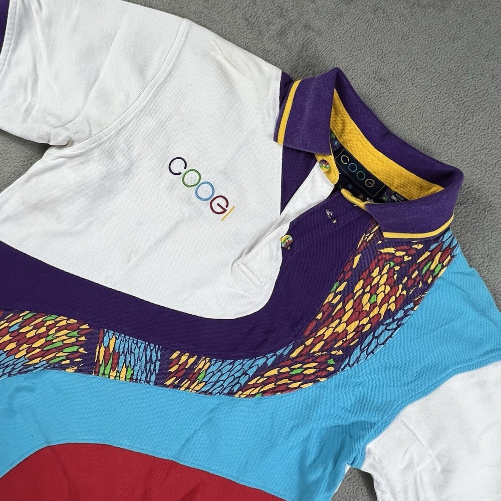 COOGI POLO SHIRT BOYS M 8-10 WITH PSYCHADELIC PRINT